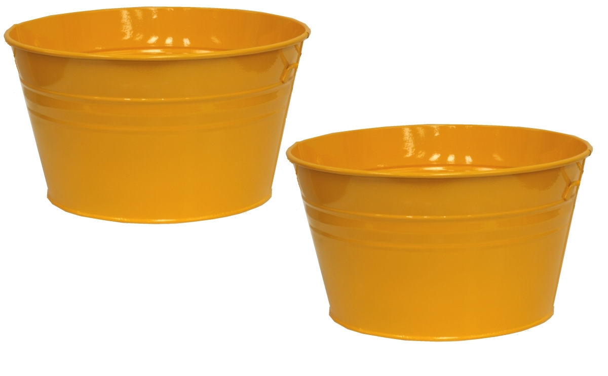 6086E SAFF S/2 Enameled Galvanized Steel Planter / Beverage Tub Set of Two