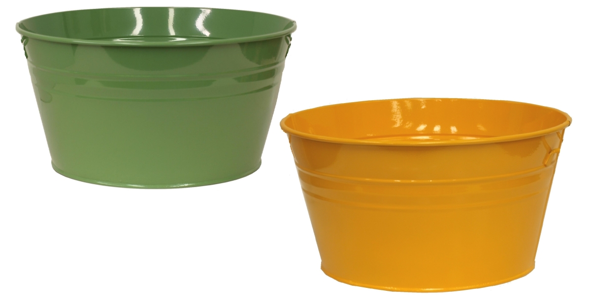 6086E SA-SAFF S/2 Enameled Galvanized Steel Planter / Beverage Tub Set of Two