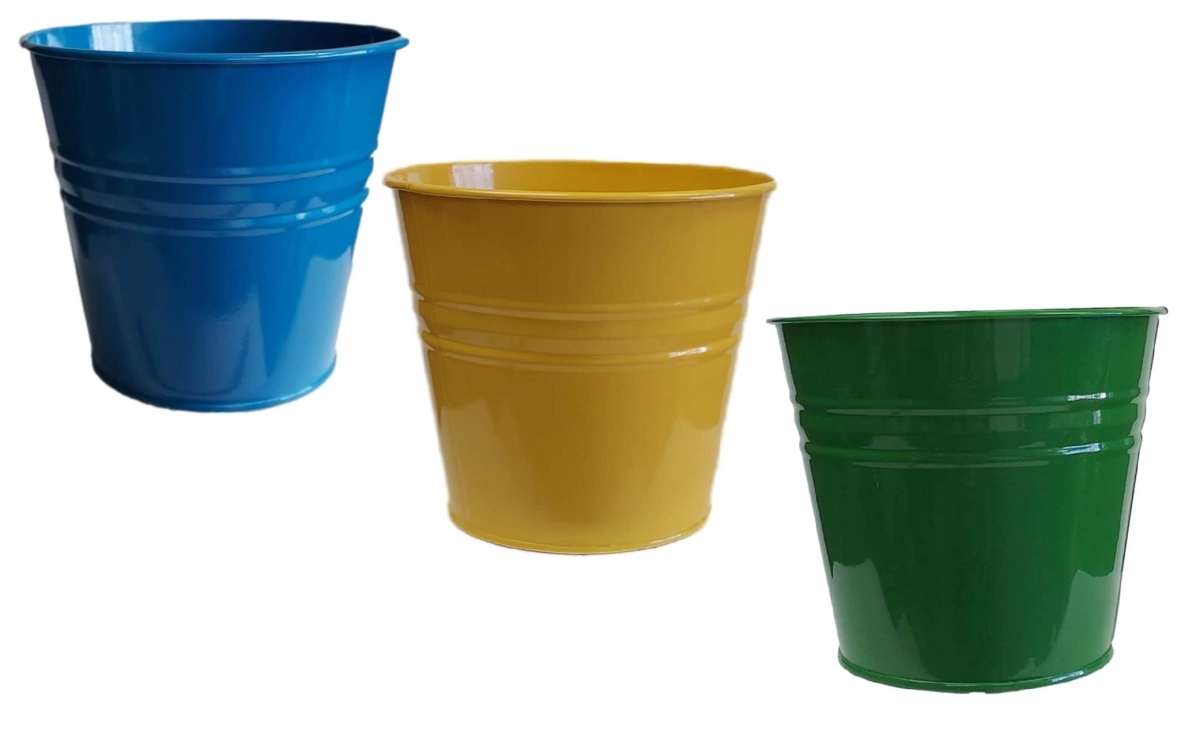 8136E B-SA-SAFF S/3 Enameled Galvanized Steel Planter for 6.5' Plants. Set of three