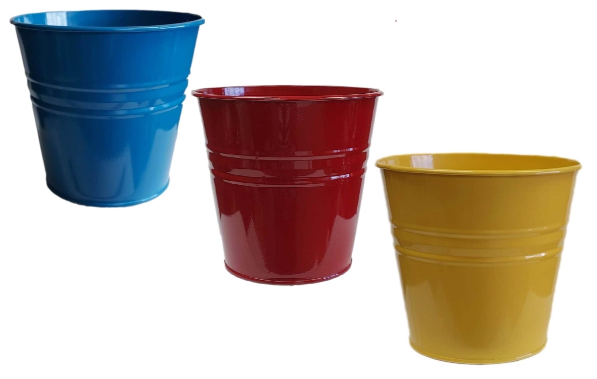 8136E B-SAFF-XR S/3 Enameled Galvanized Steel Planter for 6.5' Plants. Set of three
