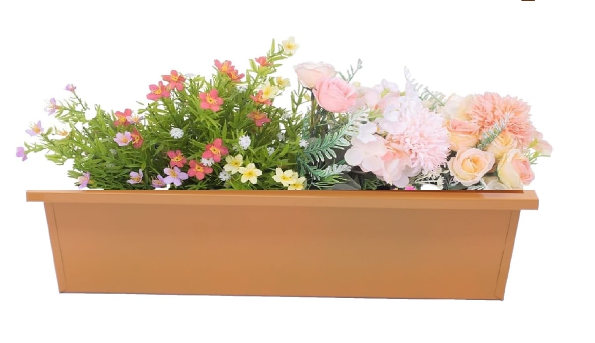 8625-2E SAFF S/2 Enameled Galvanized Steel Indoor/Outdoor Rectangle Window Box Planter,  Set of Two.