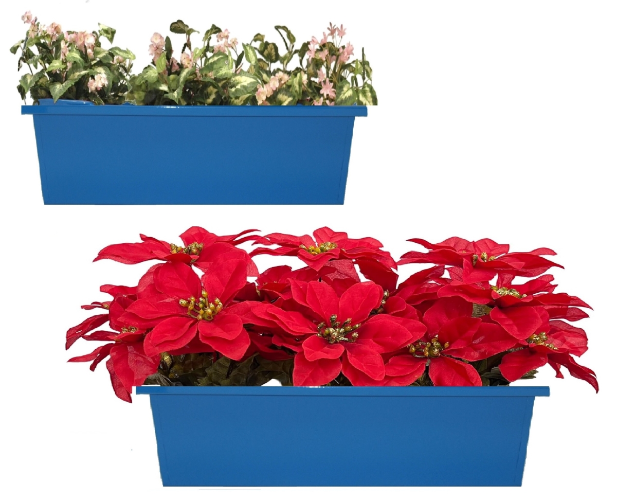 8625-4E B S/2 Enameled Galvanized Steel Indoor/Outdoor Rectangle Window Box Planter,  Set of Two.
