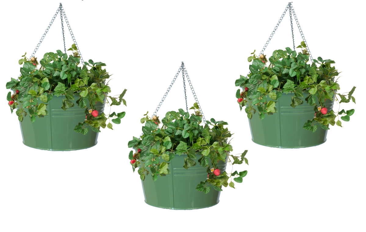 8370E SA S/3 Enameled Galvanized Steel Hanging Planter Set of Three