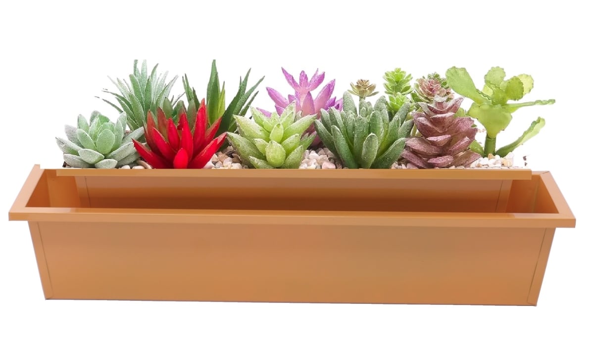 8625-4E SAFF S/2 Enameled Galvanized Steel Indoor/Outdoor Rectangle Window Box Planter,  Set of Two.