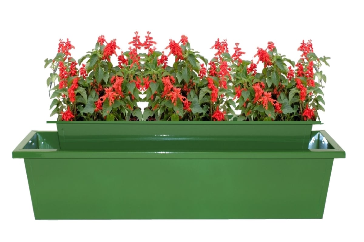 8625-4E SA S/2 Enameled Galvanized Steel Indoor/Outdoor Rectangle Window Box Planter,  Set of Two.
