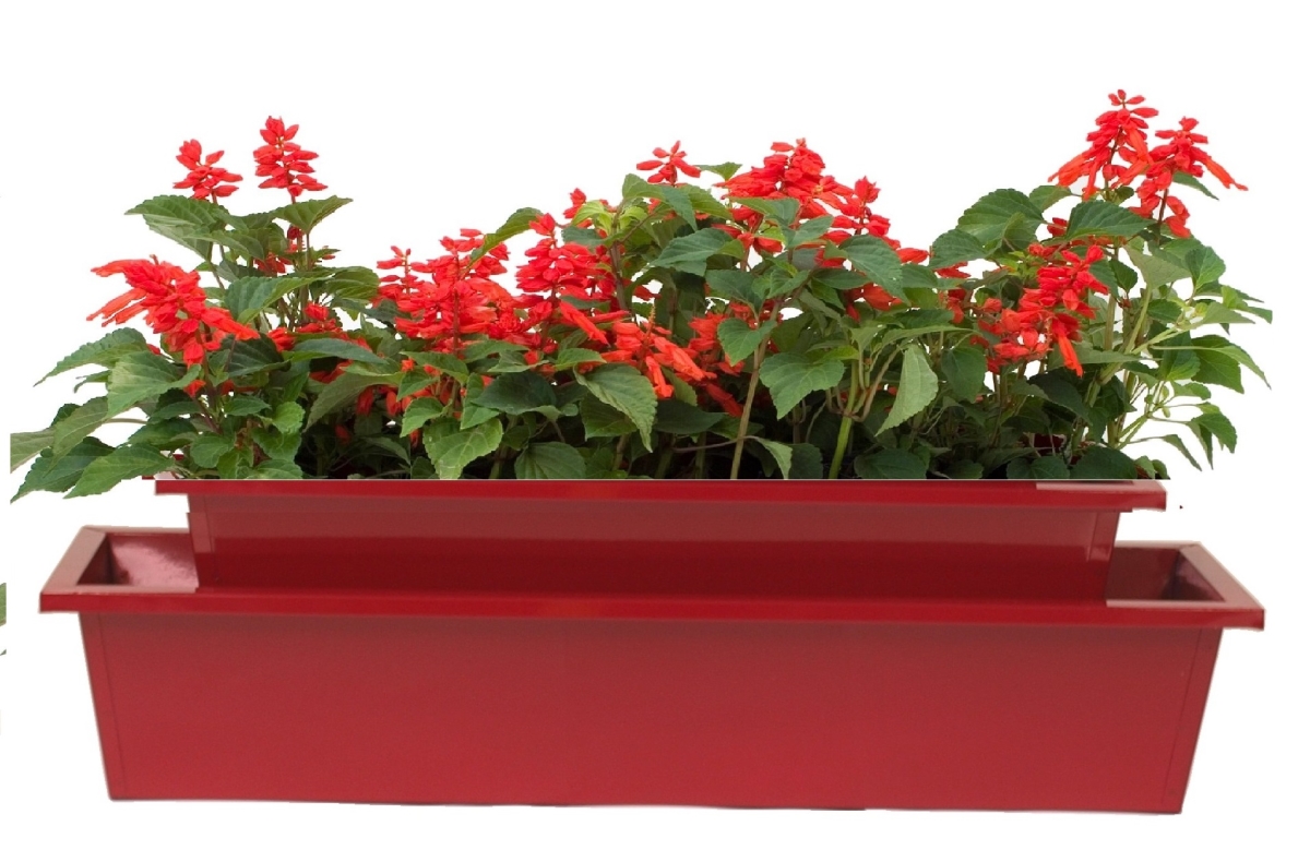 8625-4E XR S/2 Enameled Galvanized Steel Indoor/Outdoor Rectangle Window Box Planter,  Set of Two.