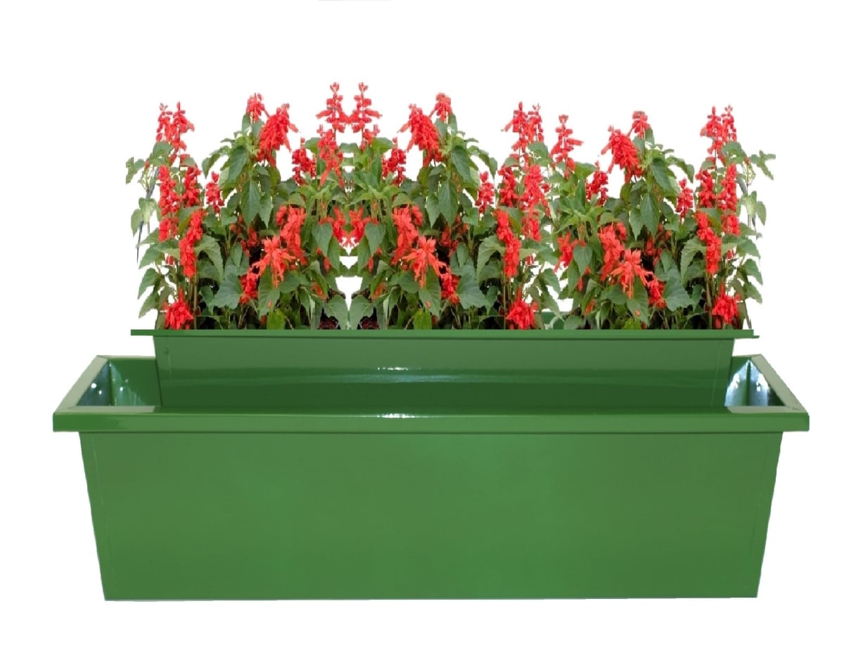 8625-2E SA S/2 Enameled Galvanized Steel Indoor/Outdoor Rectangle Window Box Planter,  Set of Two.
