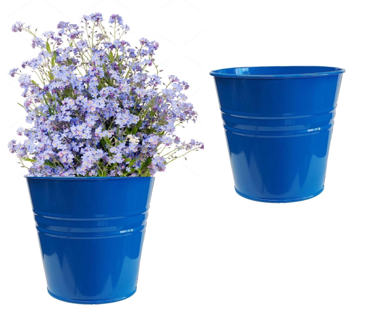 8136E.B S/2 Enameled Galvanized Steel Planter for 6.5' Plants. Set of Two