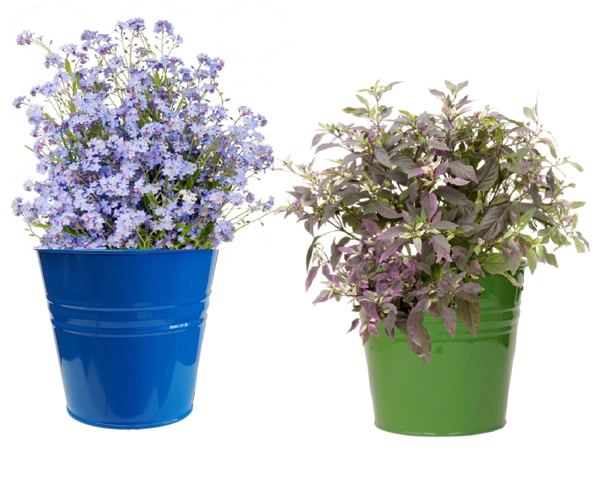 8136E B-SA S/2 Enameled Galvanized Steel Planter for 6.5' Plants. Set of Two
