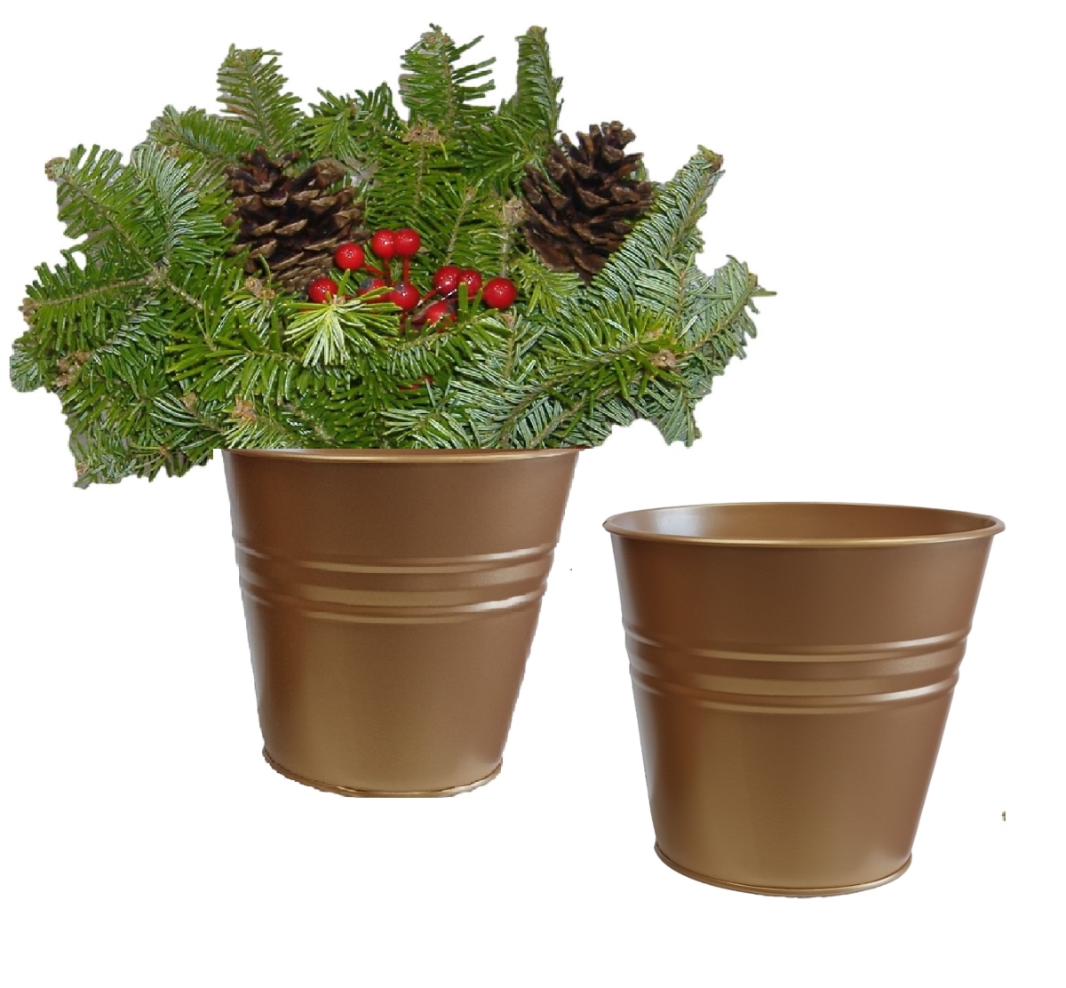 8136E.GC S/2 Enameled Galvanized Steel Planter for 6.5' Plants. Set of Two
