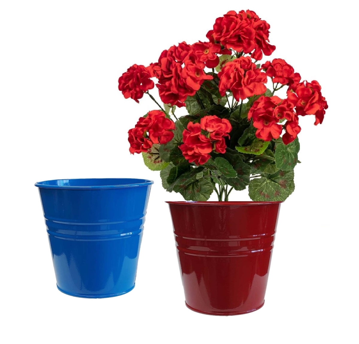 8136E B-XR S/2 Enameled Galvanized Steel Planter for 6.5' Plants. Set of Two