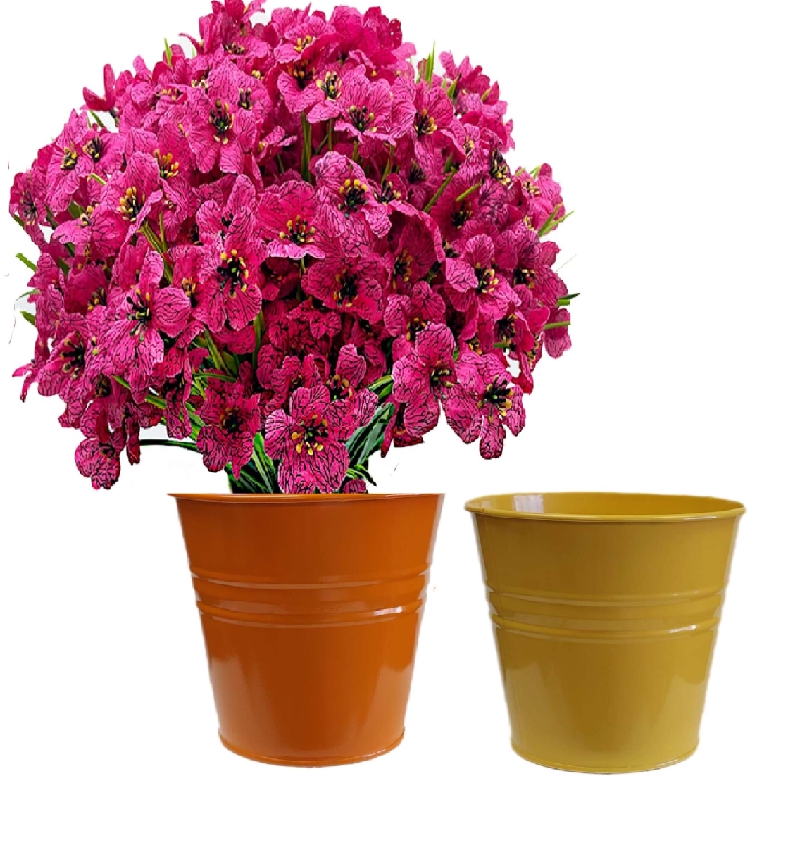 8136E SAFF-TA S/2 Enameled Galvanized Steel Planter for 6.5' Plants. Set of Two