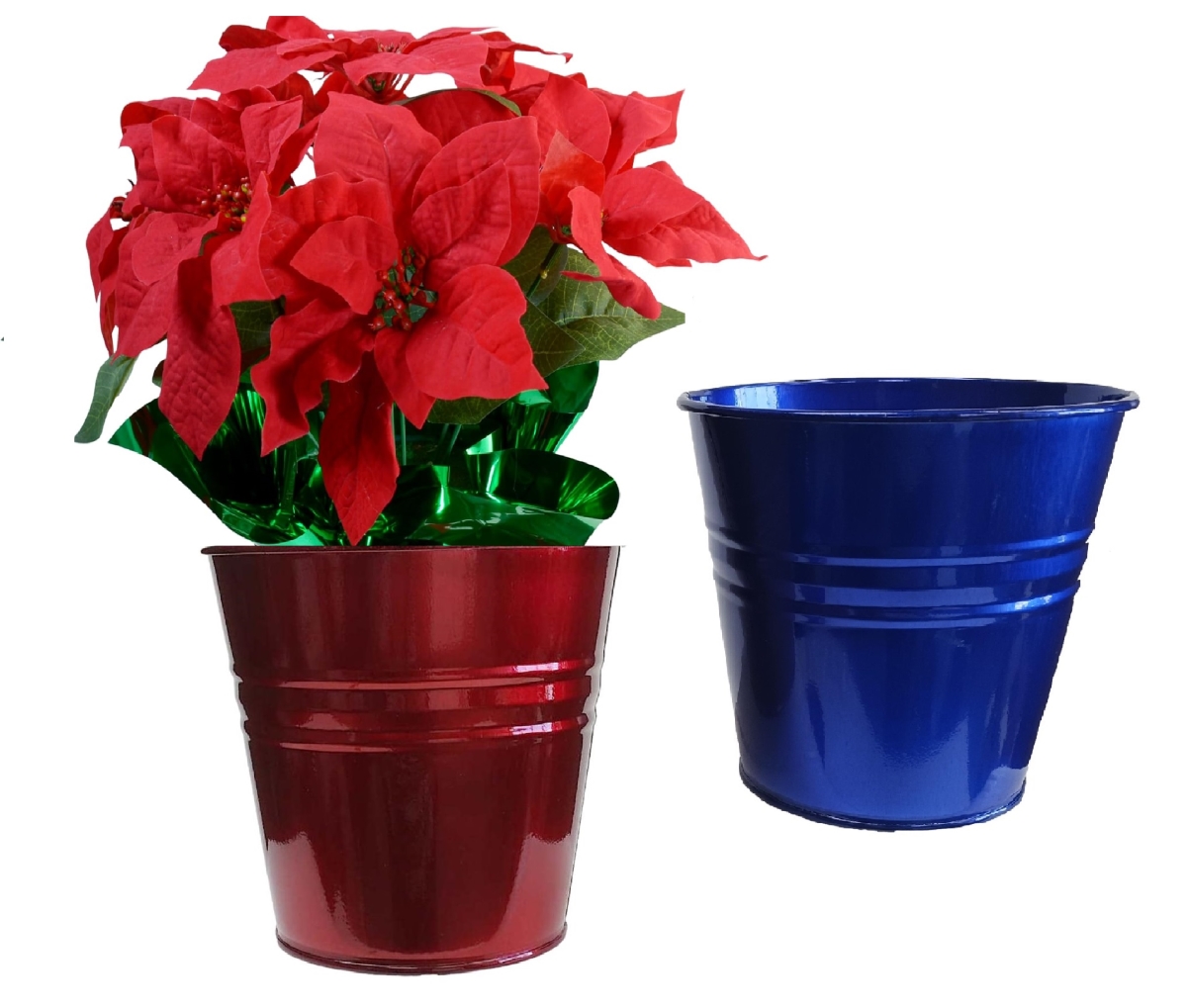 8136E GA-GB S/2 Enameled Galvanized Steel Planter for 6.5' Plants. Set of Two