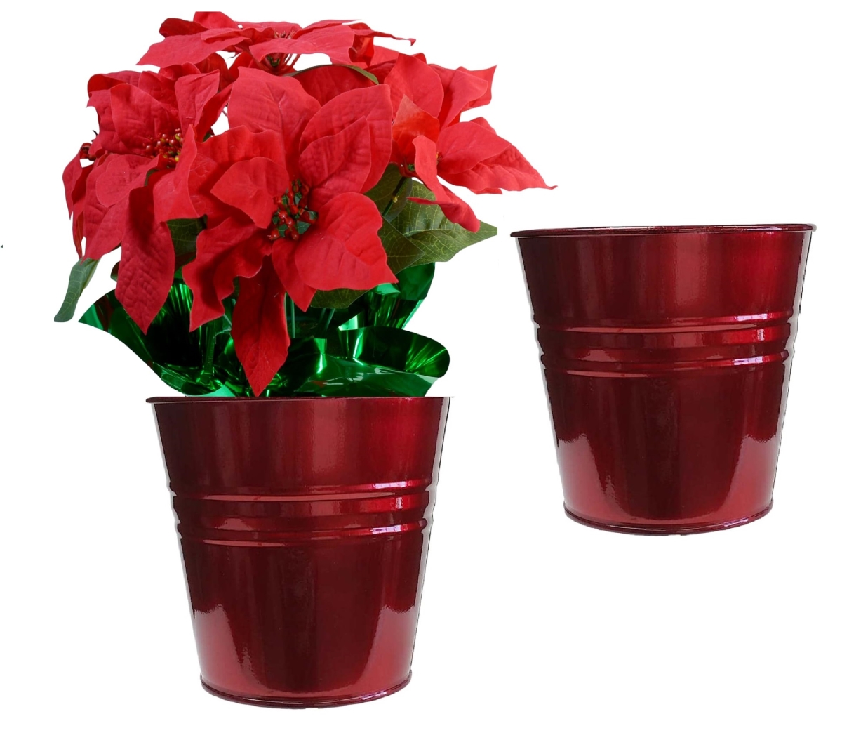 8136E GA S/2 Enameled Galvanized Steel Planter for 6.5' Plants. Set of Two