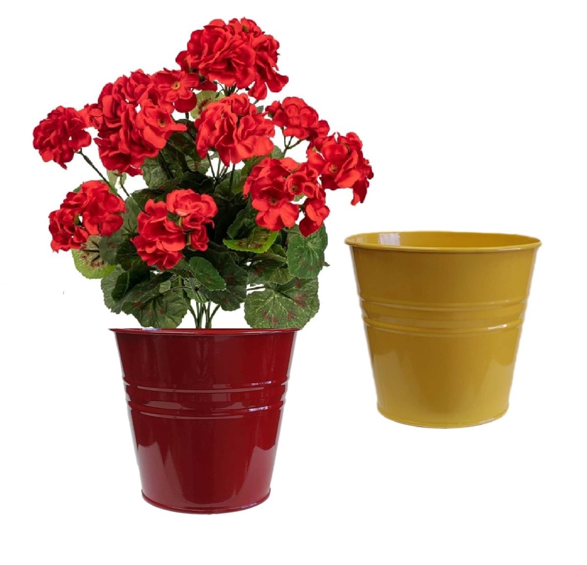 8136E SAFF-XR S/2 Enameled Galvanized Steel Planter for 6.5' Plants. Set of Two