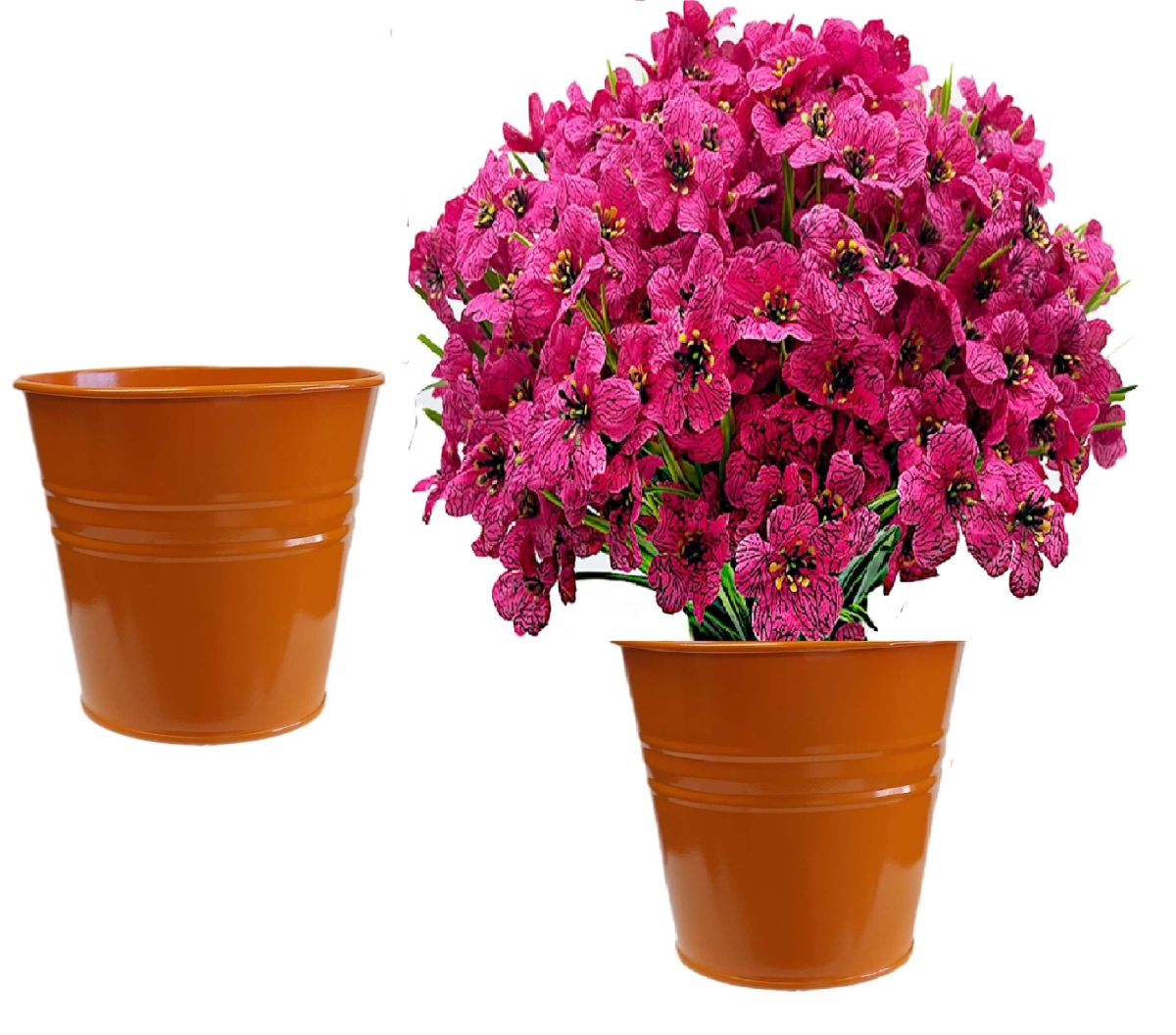 8136E.TA S/2 Enameled Galvanized Steel Planter for 6.5' Plants. Set of Two