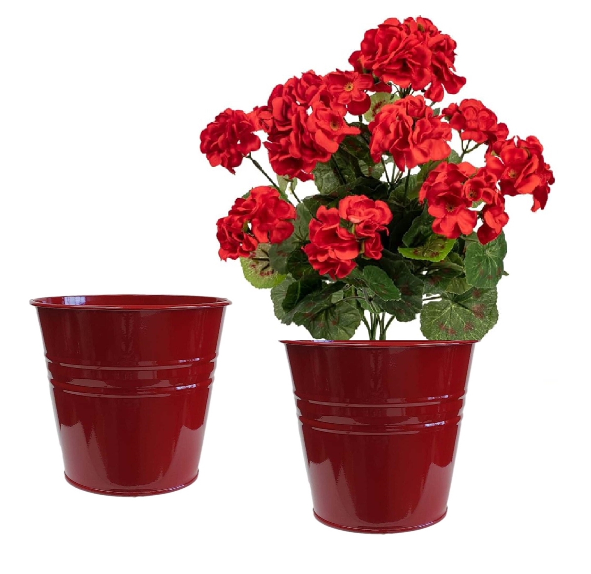 8136E.XR S/2 Enameled Galvanized Steel Planter for 6.5' Plants. Set of Two