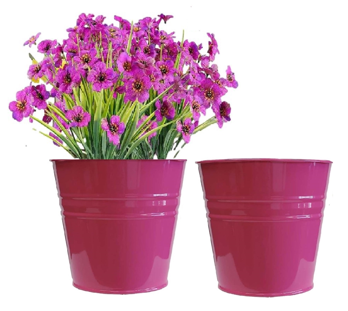 8136E.HPK S/2 Enameled Galvanized Steel Planter for 6.5' Plants. Set of Two