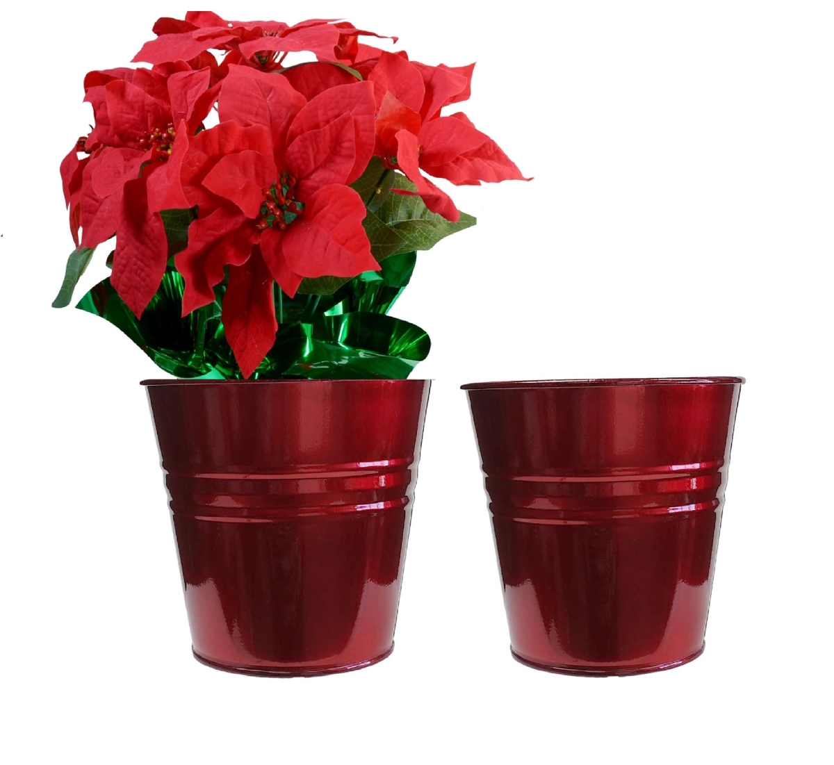 8136E.GA S/2 Enameled Galvanized Steel Planter for 6.5' Plants. Set of Two