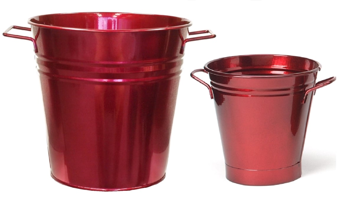 6051-8135E GA S/2 Enameled Galvanized Planter set for 6.5' and 8' plants.