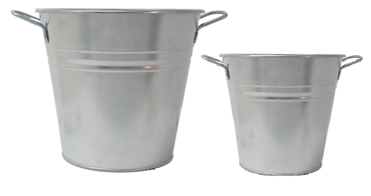 6051-8135 S/2 Enameled Galvanized Planter set for 6.5' and 8' plants.