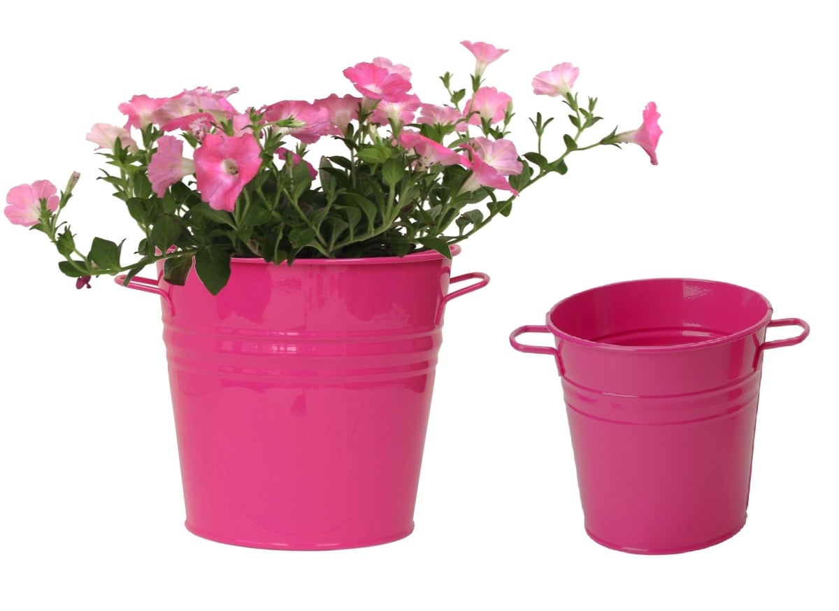 6051-8135E HPK S/2 Enameled Galvanized Planter set for 6.5' and 8' plants.