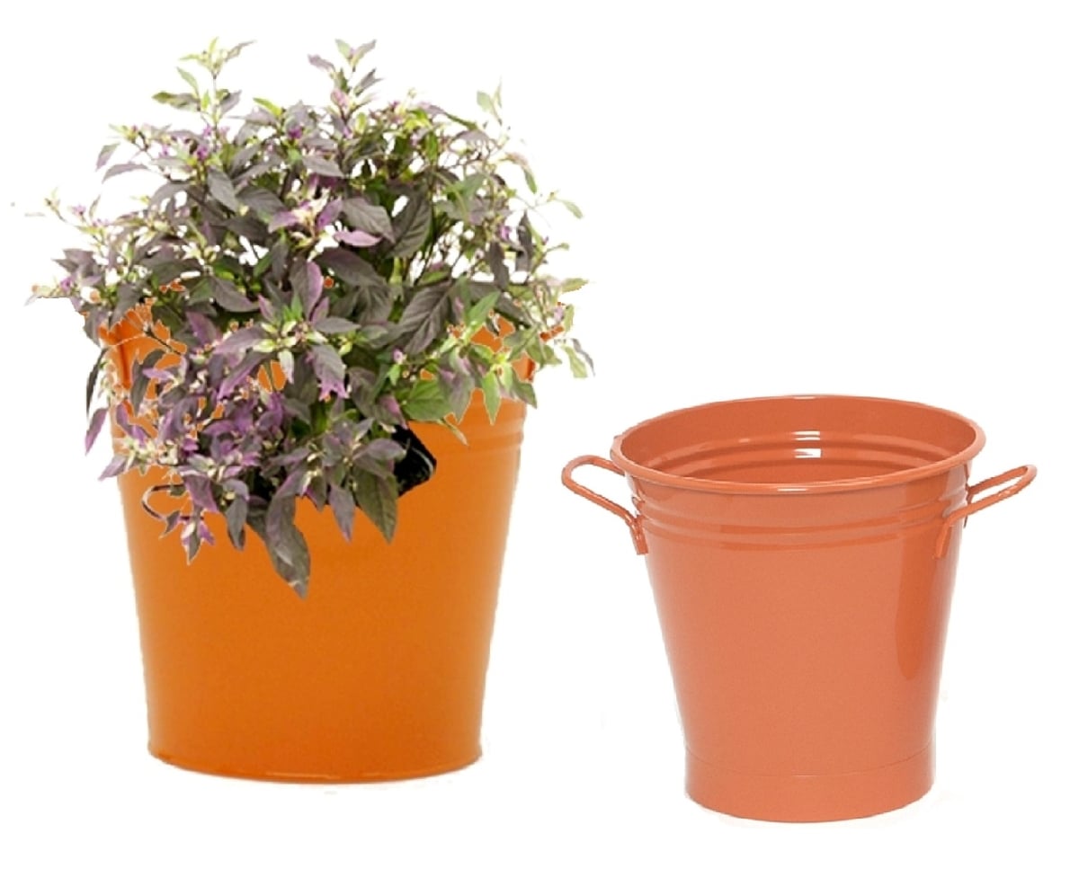 6051-8135E TA S/2 Enameled Galvanized Planter set for 6.5' and 8' plants.