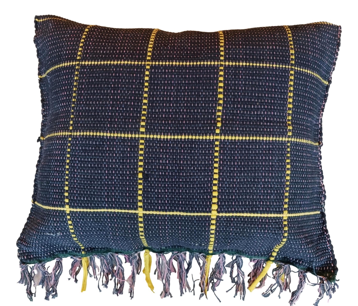 RR01-PLW Royal Blue Royal Blue Multicolor Striped Hand-woven Cotton Throw Pillow