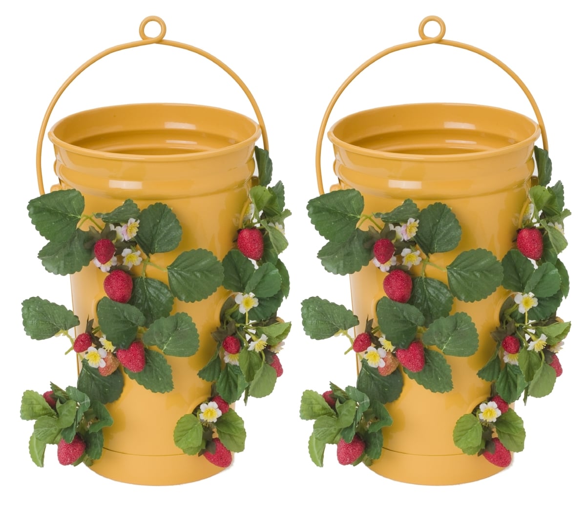 8493E SAFF S/2  Enameled Galvanized Strawberry, Flower Planter S/2 Saffron, 10'W x 18'H