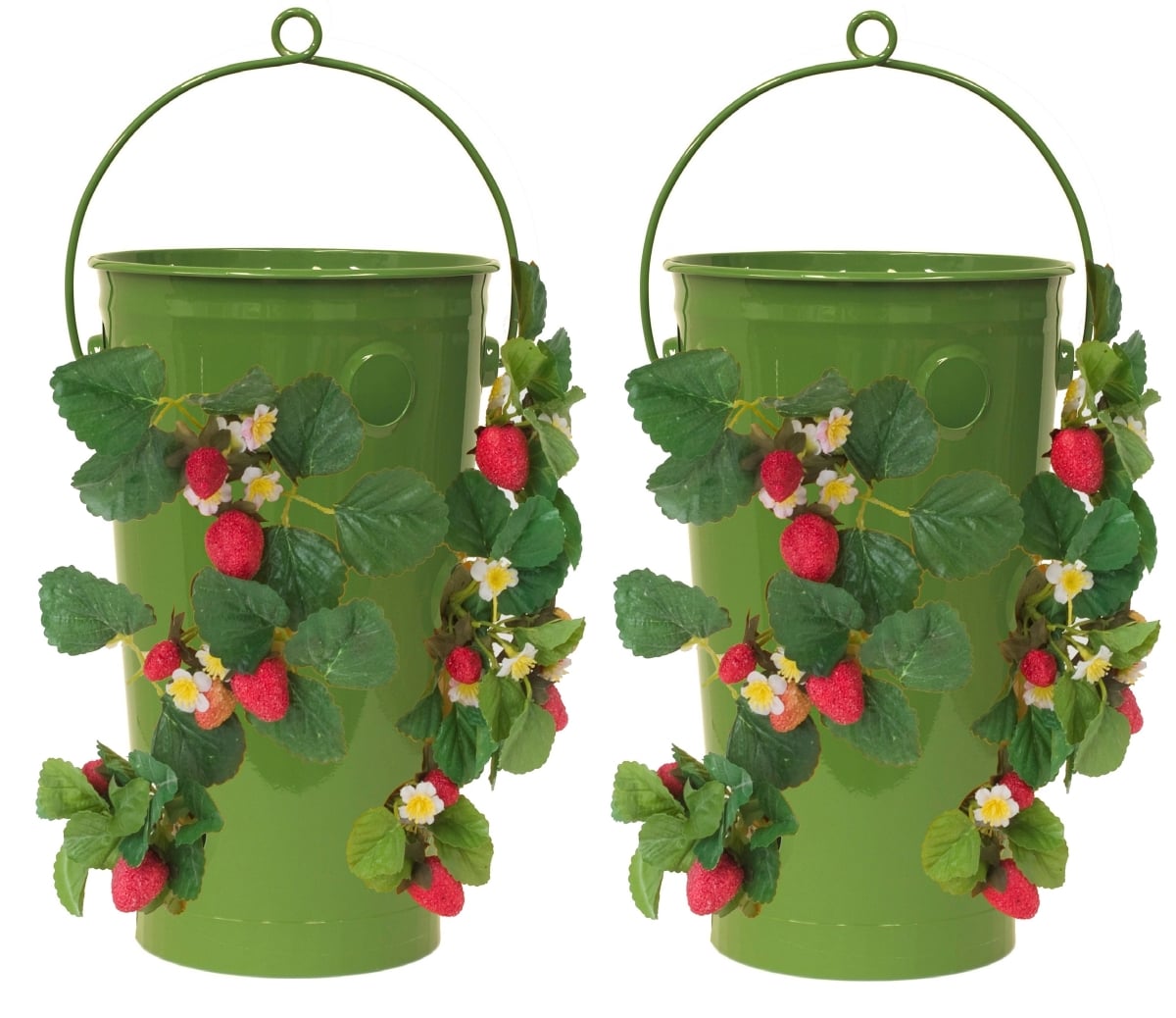 8493E SA S/2  Enameled Galvanized Strawberry, Flower Planter S/2 Sage, 10'W x 18'H