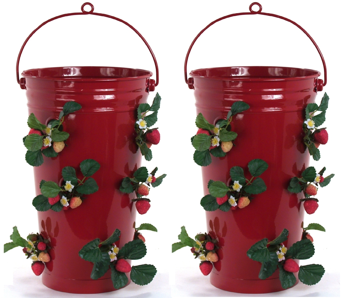 8491E XR S/2  Enameled Galvanized Strawberry, Flower Planter S/2 Red, 7'W x 13'H