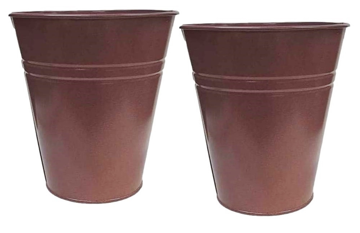 6052E GRP S/2 Enameled Galvanized Steel Planter, Vase for 8' Plants. Set of Two. 6052E GRP S/2
