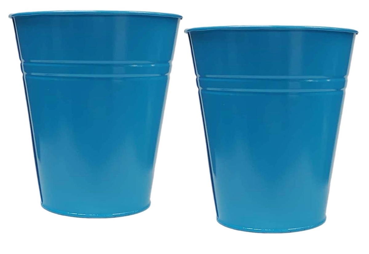 6052E B S/2 Enameled Galvanized Steel Planter, Vase for 8' Plants. Set of Two. 6052E B S/2
