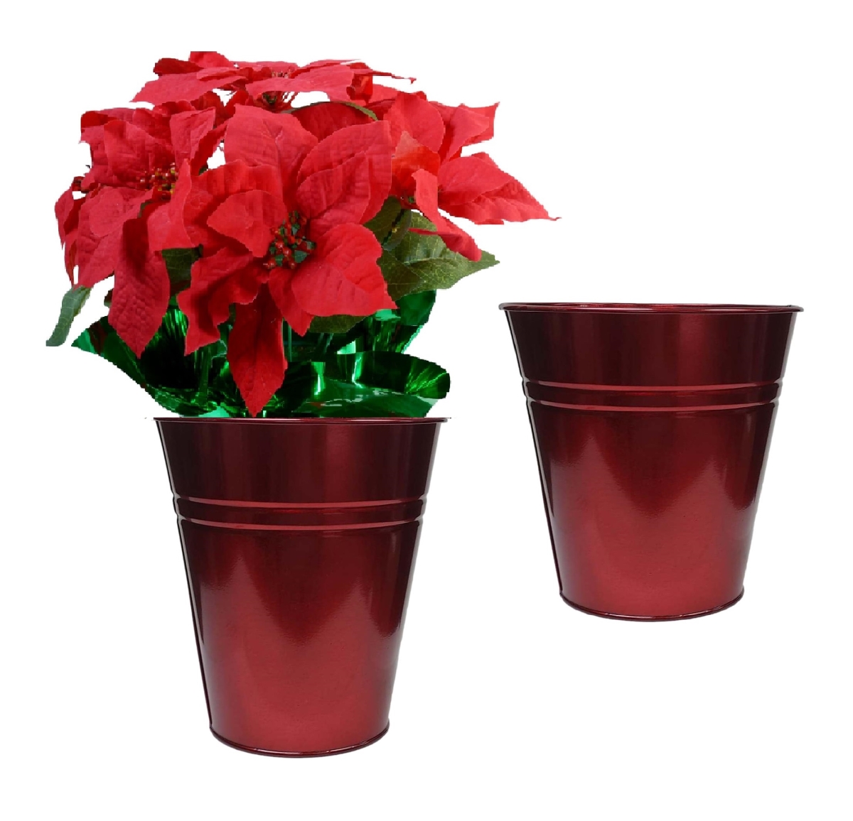 6052E GA S/2 Enameled Galvanized Steel Planter, Vase for 8' Plants. Set of Two. 6052E GA S/2