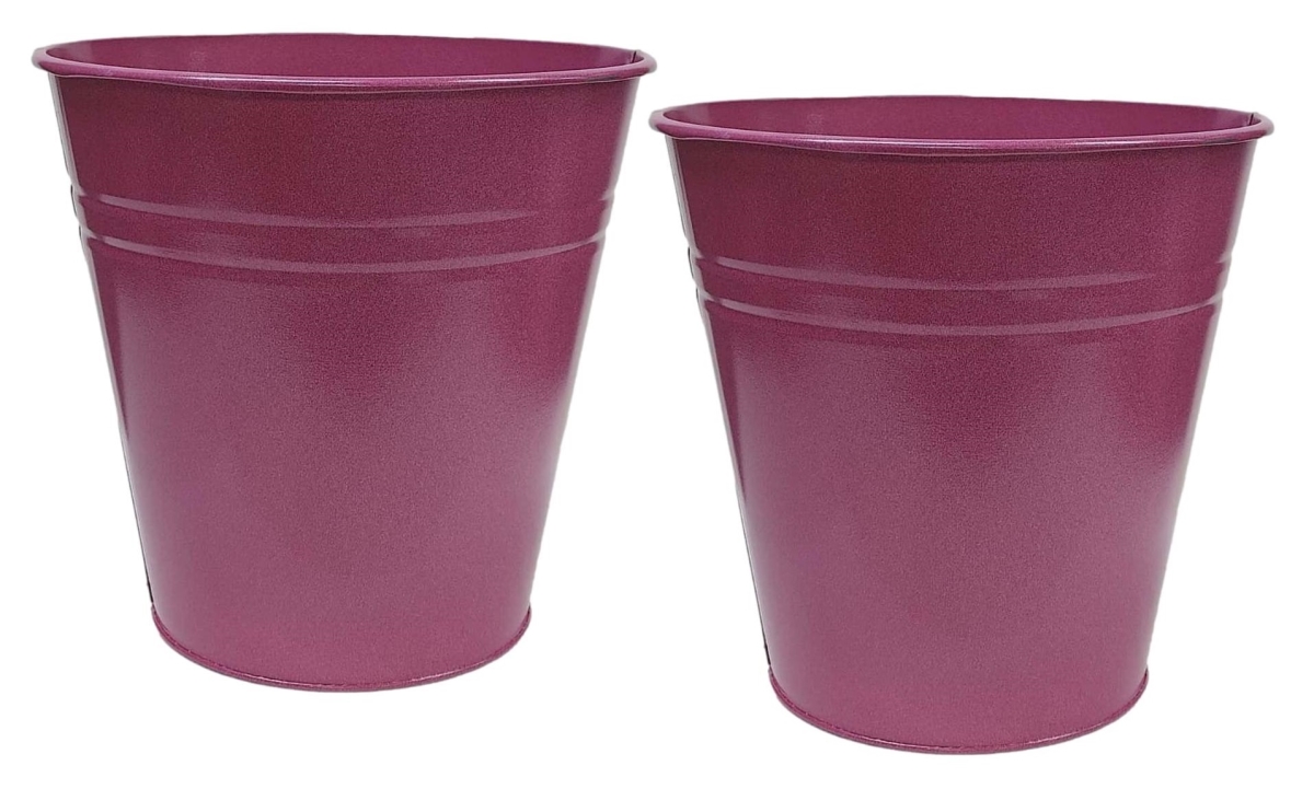 6052E DR S/2 Enameled Galvanized Steel Planter, Vase for 8' Plants. Set of Two. 6052E DR S/2