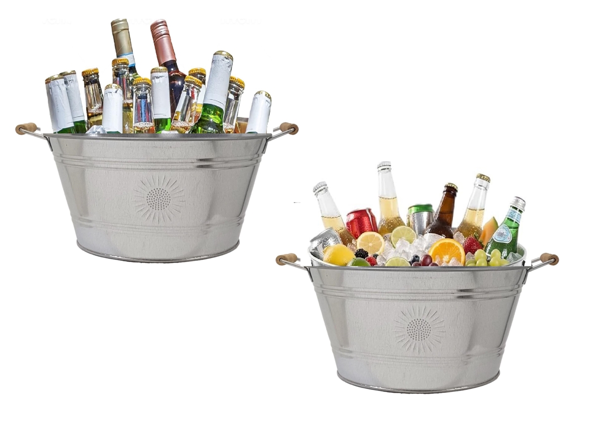 6083SUN-BEV S/2 6083SUN-BEV Set of Two. Enameled Steel Beverage Tub. 13.5'D x 8'H