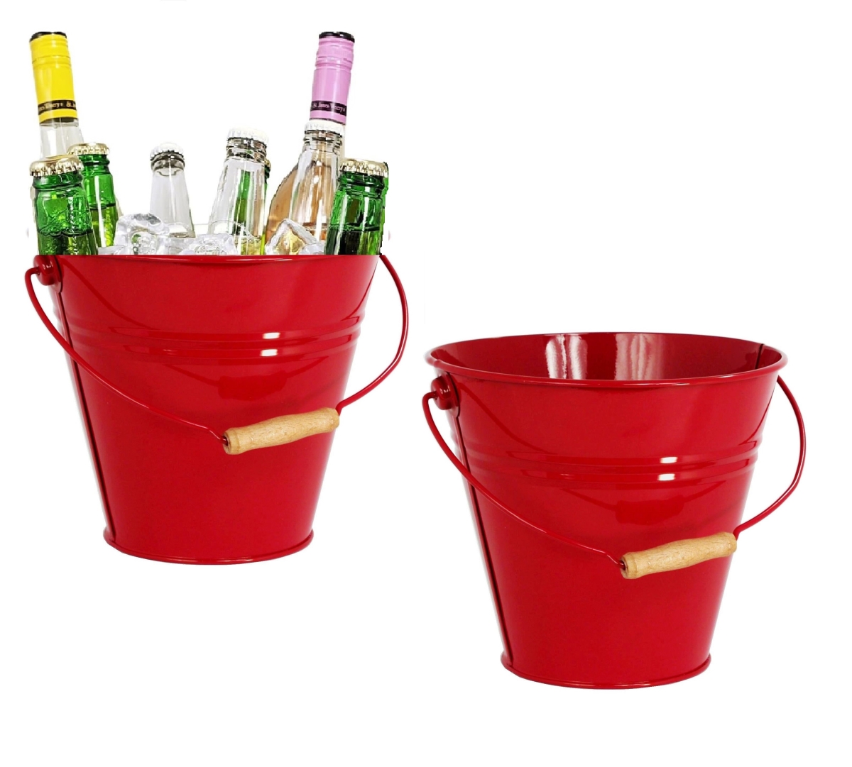 5202EXR-BEV S/2 S/2 Enameled Steel Beverage Tub. 12'D  x  11.5'H, Set of Two, Red