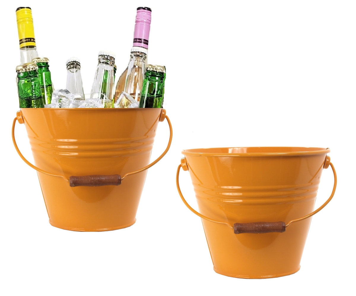 5202ESAFF-BEV S/2 Enameled Steel Beverage Tub. 12'D  x  11.5'H, Set of Two, Saffron