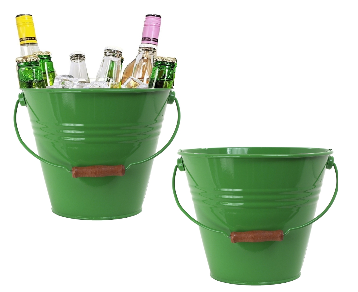5202ESA-BEV S/2 Enameled Steel Beverage Tub. 12'D  x  11.5'H, Set of Two, Sage