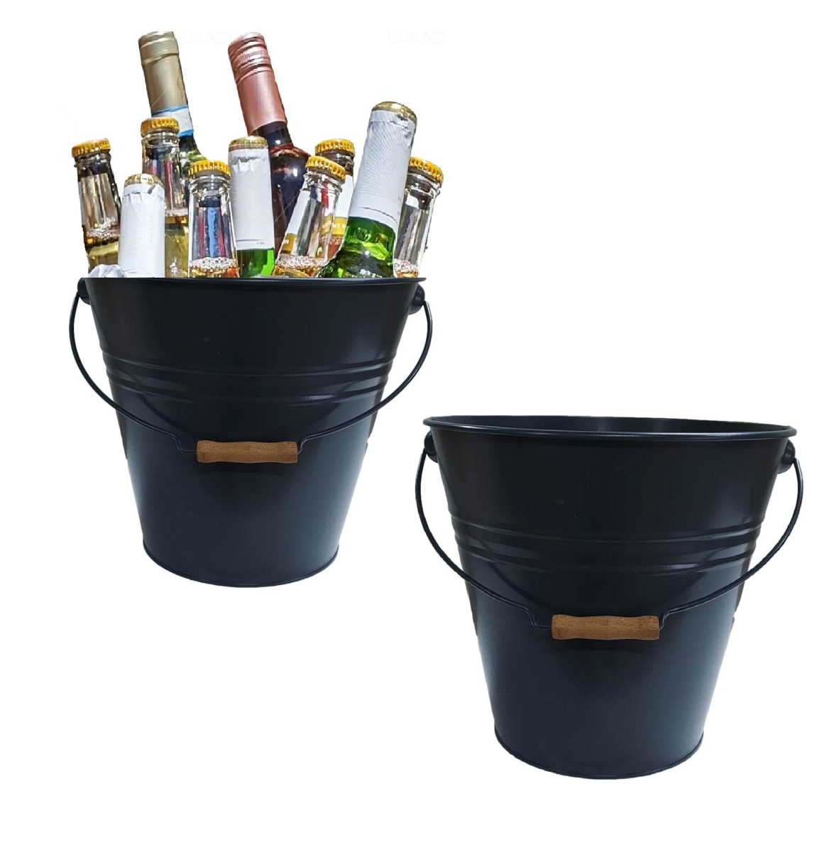5202EDGRY-BEV S/2 Enameled Steel Beverage Tub. 12'D  x  11.5'H, Set of Two, Dark Gray