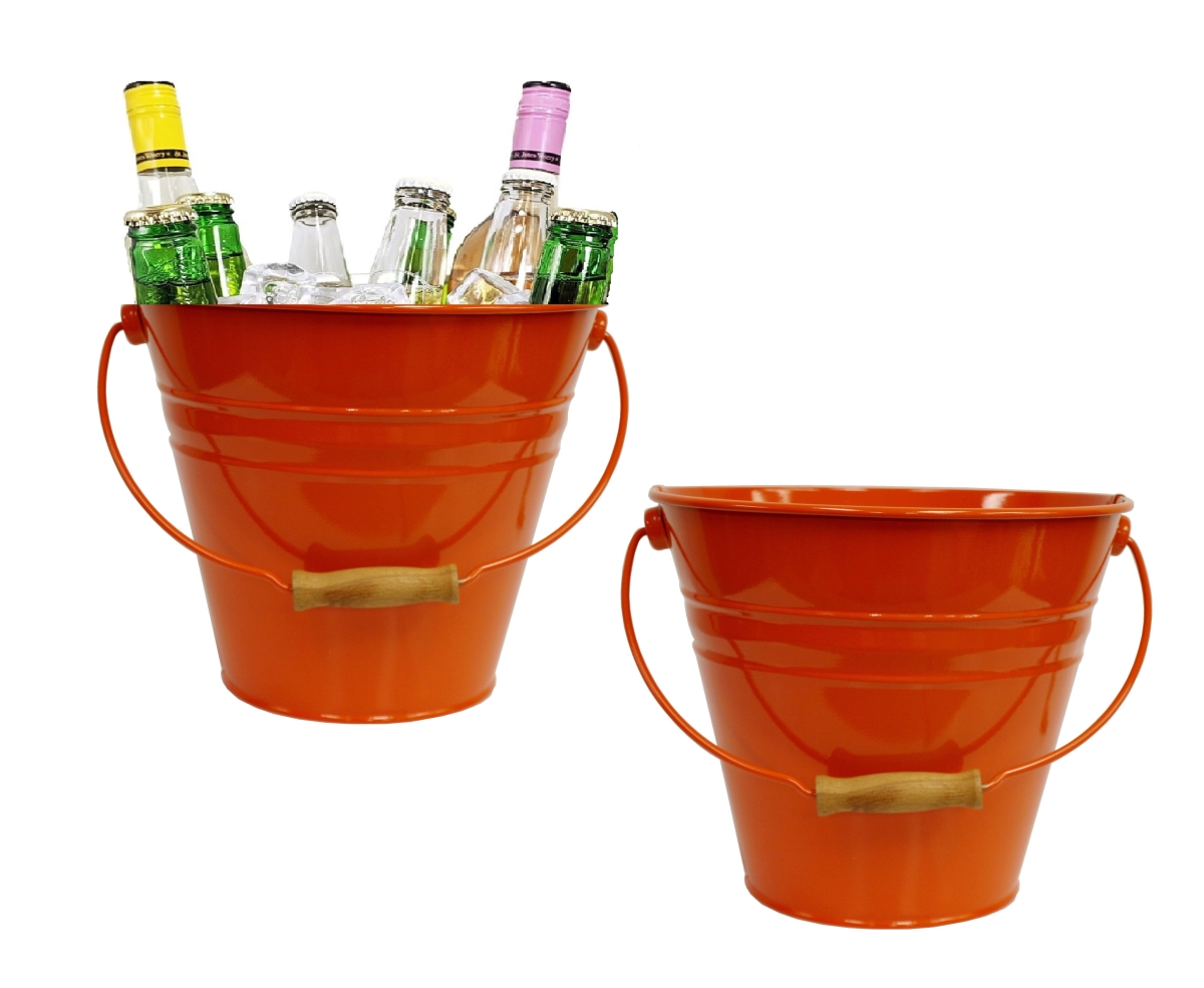 5202ETA-BEV S/2 Enameled Steel Beverage Tub. 12'D  x  11.5'H, Set of Two, Tangerine