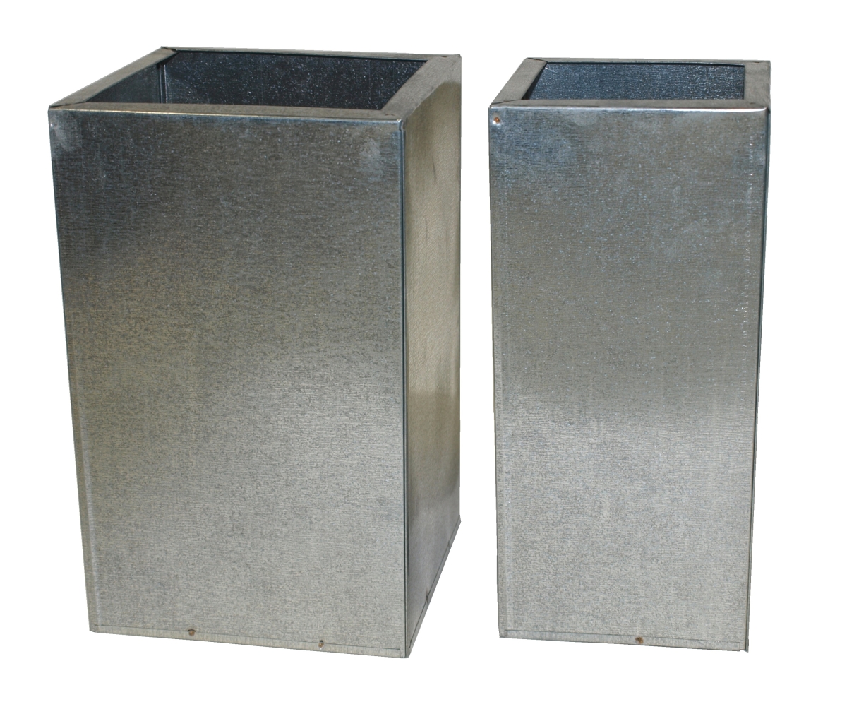 1058 S/2 Galvanized steel, retro decorative containers set of two, for silk and dried flower arrangements.