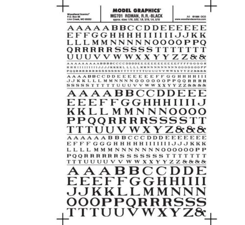 Scenics WOO701 Roman RR Dry Transfer  Black