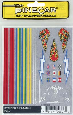 Picture of PineCar PINP307 Stripes & Flames Dry Transfer