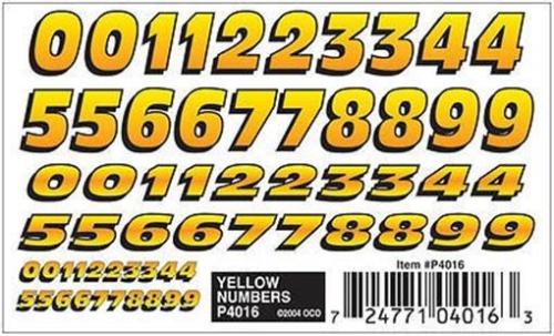 Picture of PineCar PINP4016 Yellow Numbers Dry Transfer