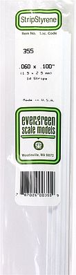 EVG355 0.06 x 0.100 x 24 in. Model Railroad Scratch Building Plastic Styrene Strips - 14