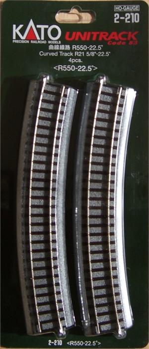 KAT2-210 550 mm Radius 22.5 deg Curve Track
