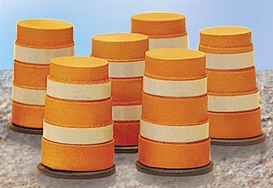 Picture of Lionel LNL32922 Highway Barrels with Orange & Silver Reflective Tape - Set of 6