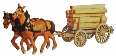 Model Power MDP624 HO Scale Horse Drawn Lumber Carrier