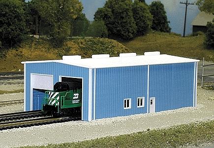 N-Scale 2 Stall Engine House, Blue